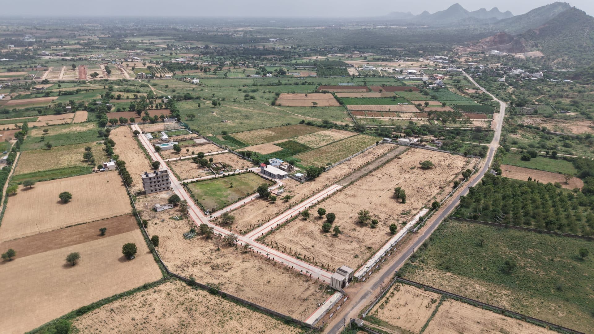 Aerial view towards the Aravalli hills, Pushkar